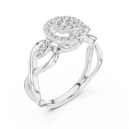 925 Silver Moissanite Cluster Halo Cocktail Ring 14K Gold Plated