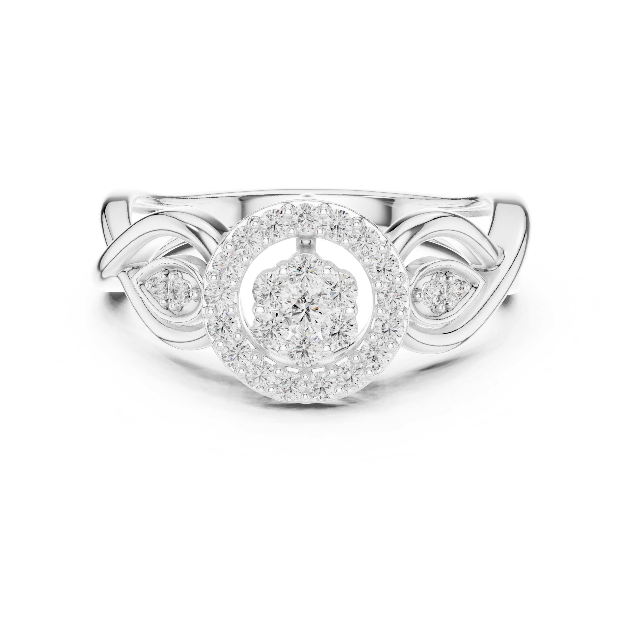 925 Silver Moissanite Cluster Halo Cocktail Ring 14K Gold Plated