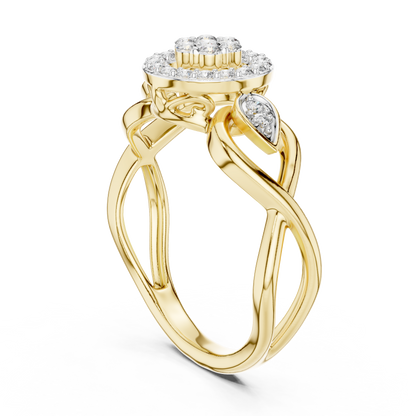 925 Silver Moissanite Cluster Halo Cocktail Ring 14K Gold Plated