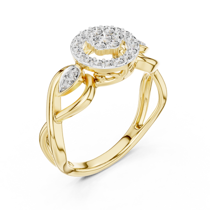 925 Silver Moissanite Cluster Halo Cocktail Ring 14K Gold Plated