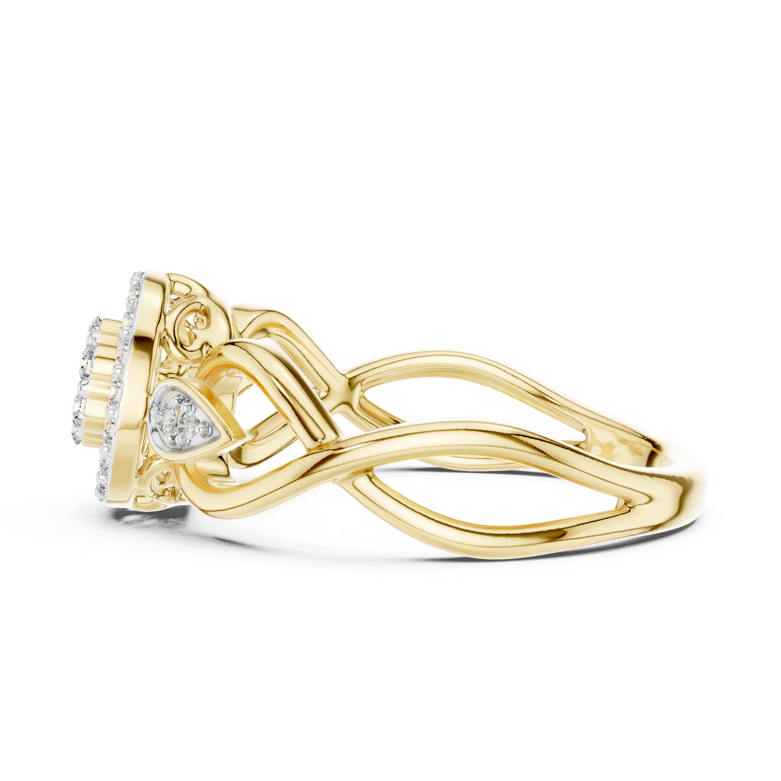 925 Silver Moissanite Cluster Halo Cocktail Ring 14K Gold Plated