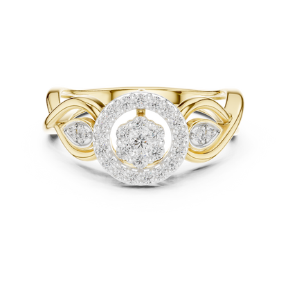 925 Silver Moissanite Cluster Halo Cocktail Ring 14K Gold Plated