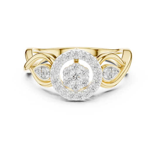 925 Silver Moissanite Cluster Halo Cocktail Ring 14K Gold Plated