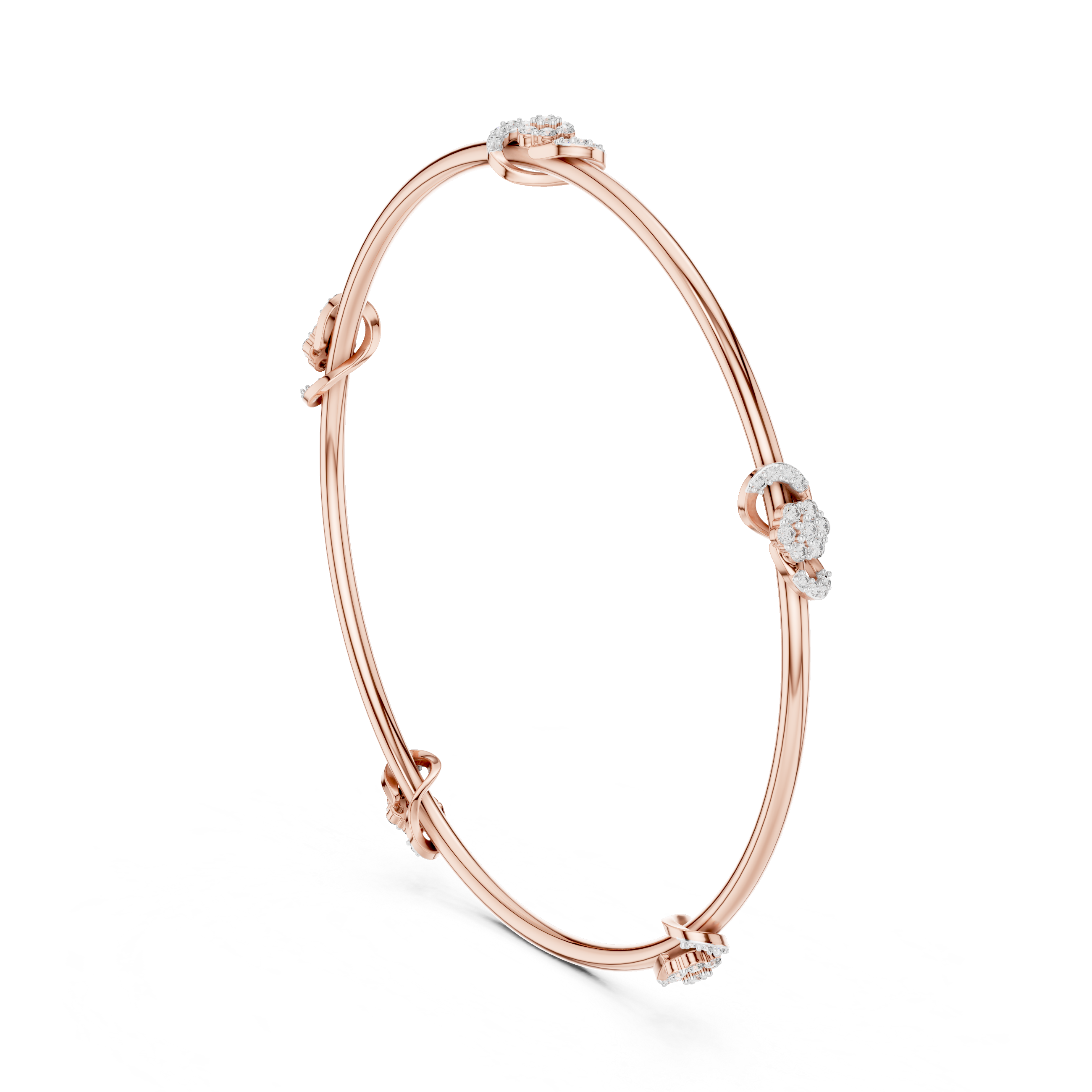 925 Silver Moissanite Infinity Station Bangle 14k Gold Plated