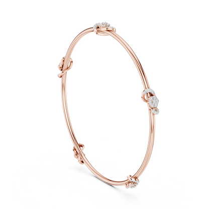 925 Silver Moissanite Infinity Station Bangle 14k Gold Plated