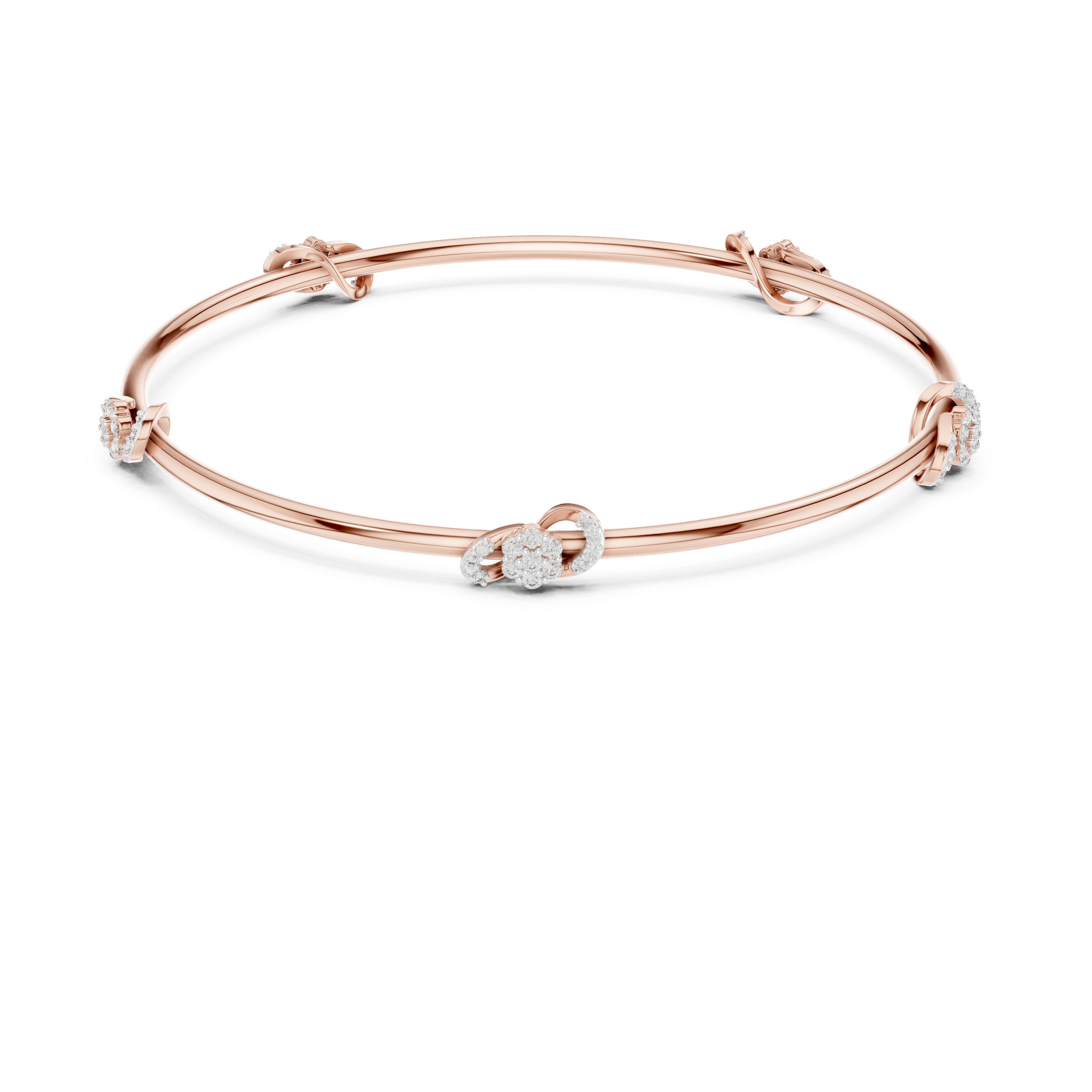 925 Silver Moissanite Infinity Station Bangle 14k Gold Plated