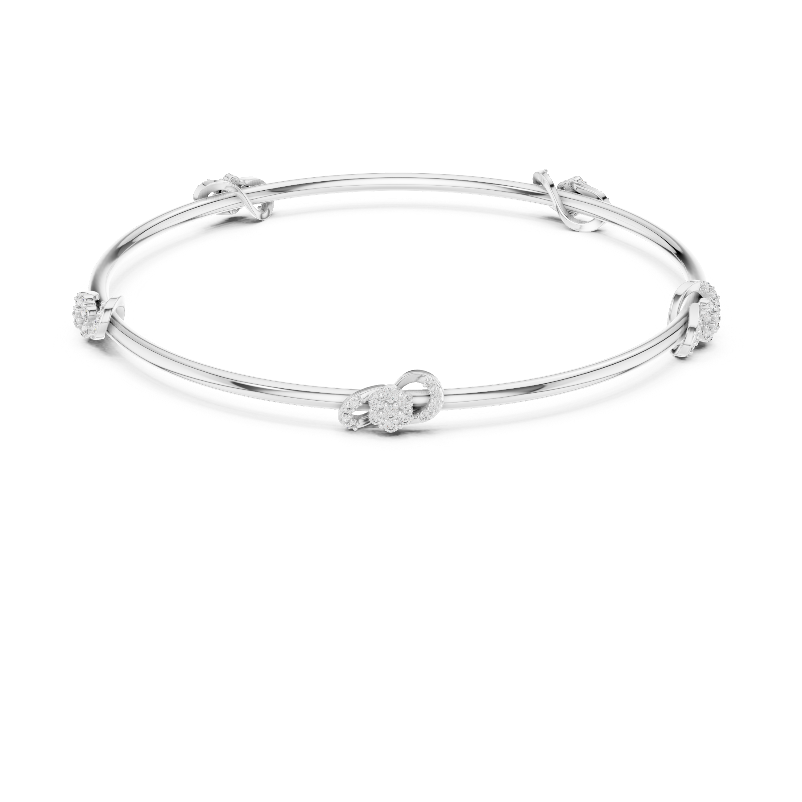 925 Silver Moissanite Infinity Station Bangle 14k Gold Plated