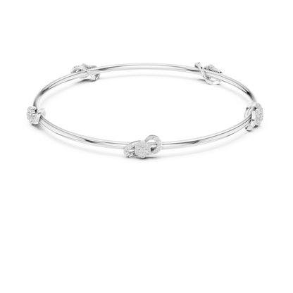 925 Silver Moissanite Infinity Station Bangle 14k Gold Plated