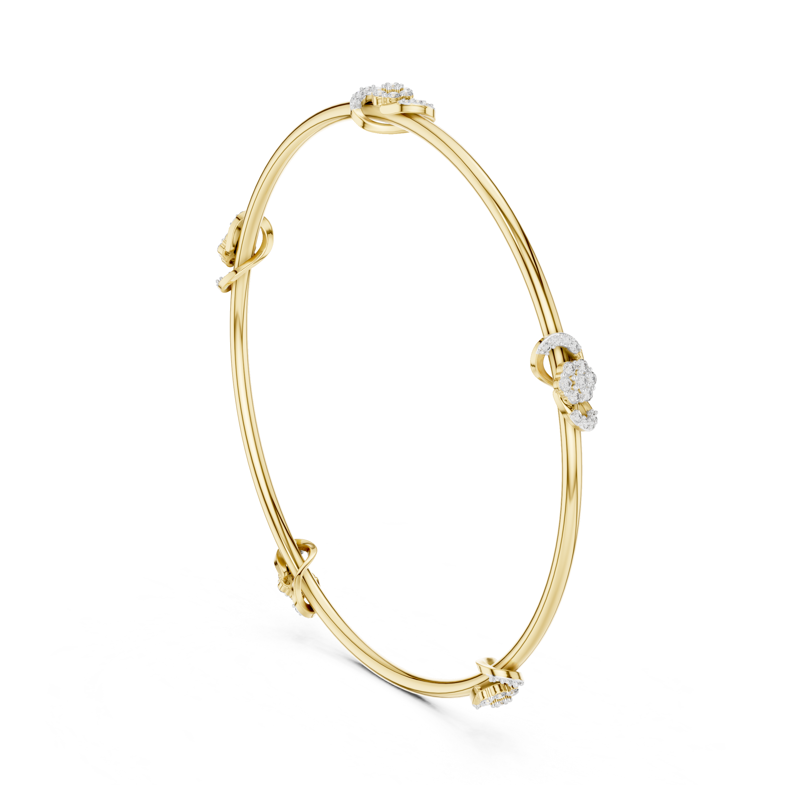 925 Silver Moissanite Infinity Station Bangle 14k Gold Plated