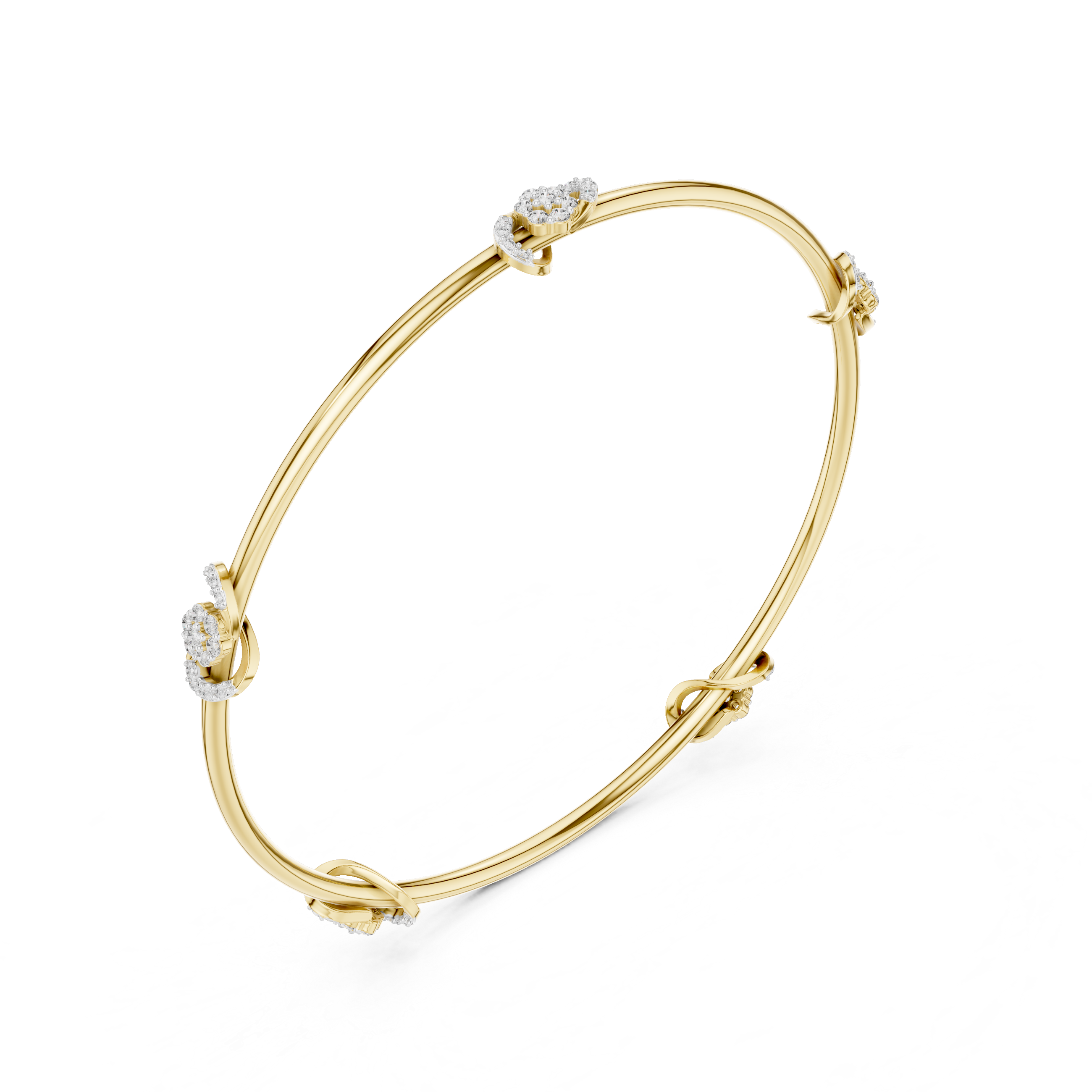 925 Silver Moissanite Infinity Station Bangle 14k Gold Plated