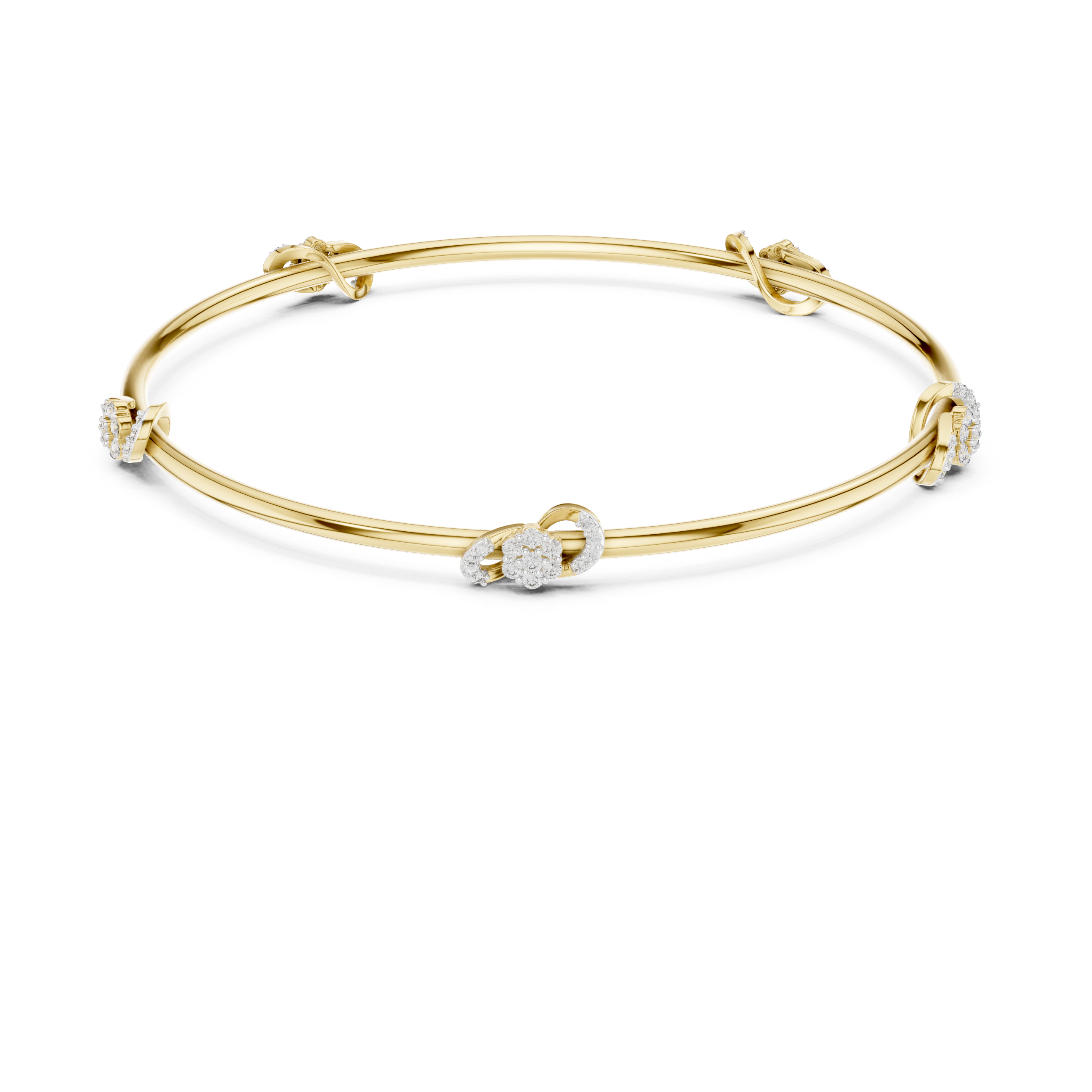 925 Silver Moissanite Infinity Station Bangle 14k Gold Plated