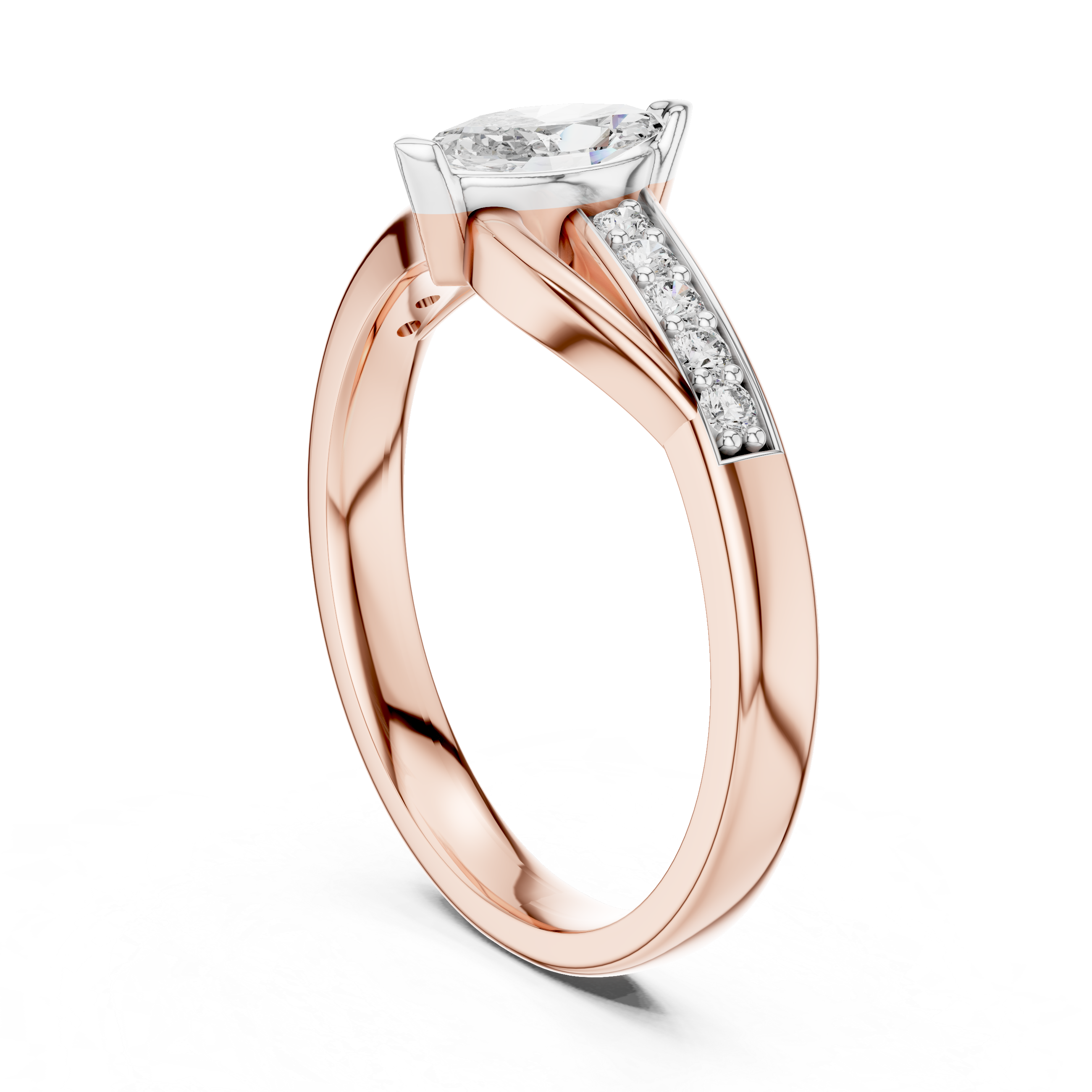 925 Silver Moissanite Bypass Solitaire Ring 14K Gold Plated
