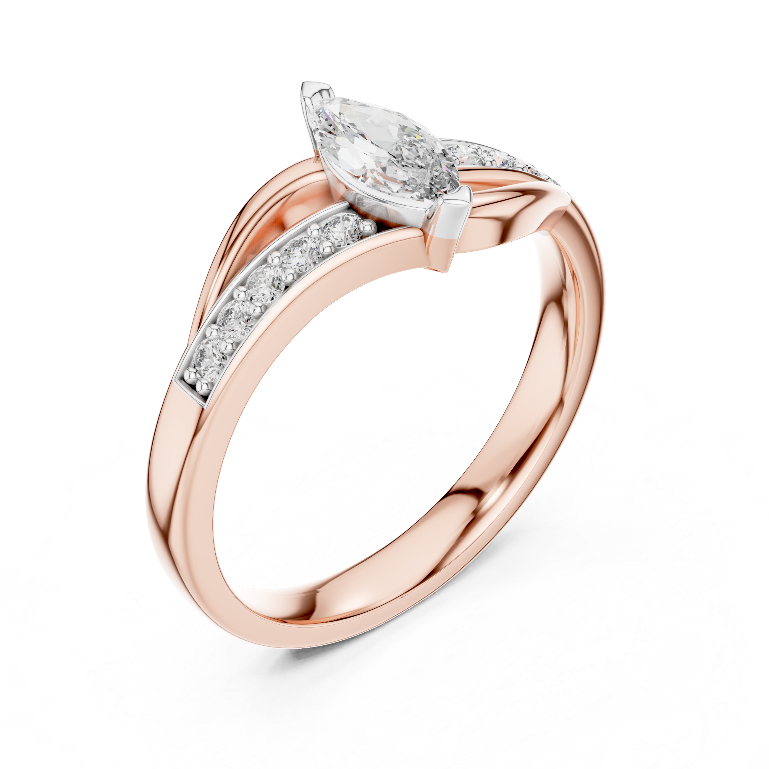 925 Silver Moissanite Bypass Solitaire Ring 14K Gold Plated