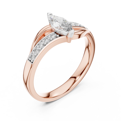 925 Silver Moissanite Bypass Solitaire Ring 14K Gold Plated