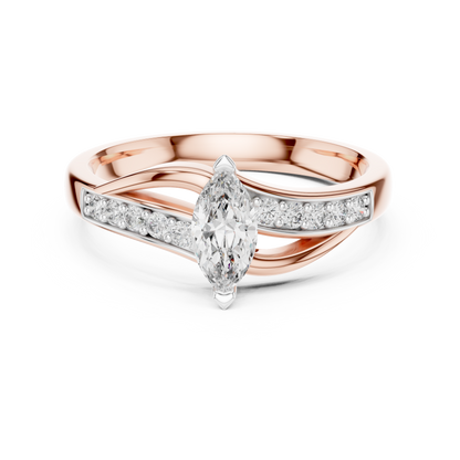 925 Silver Moissanite Bypass Solitaire Ring 14K Gold Plated
