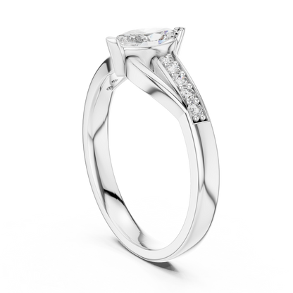 925 Silver Moissanite Bypass Solitaire Ring 14K Gold Plated
