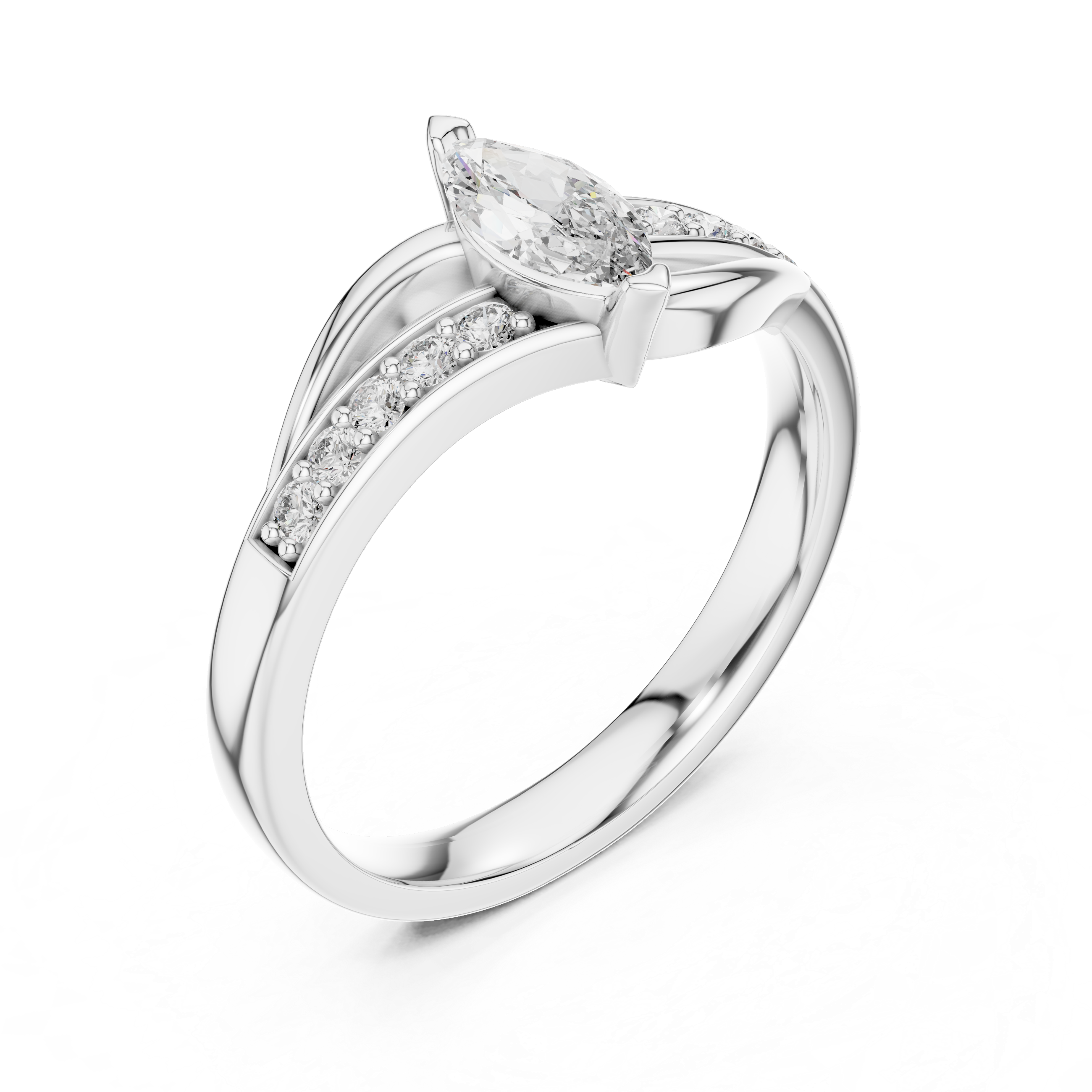 925 Silver Moissanite Bypass Solitaire Ring 14K Gold Plated