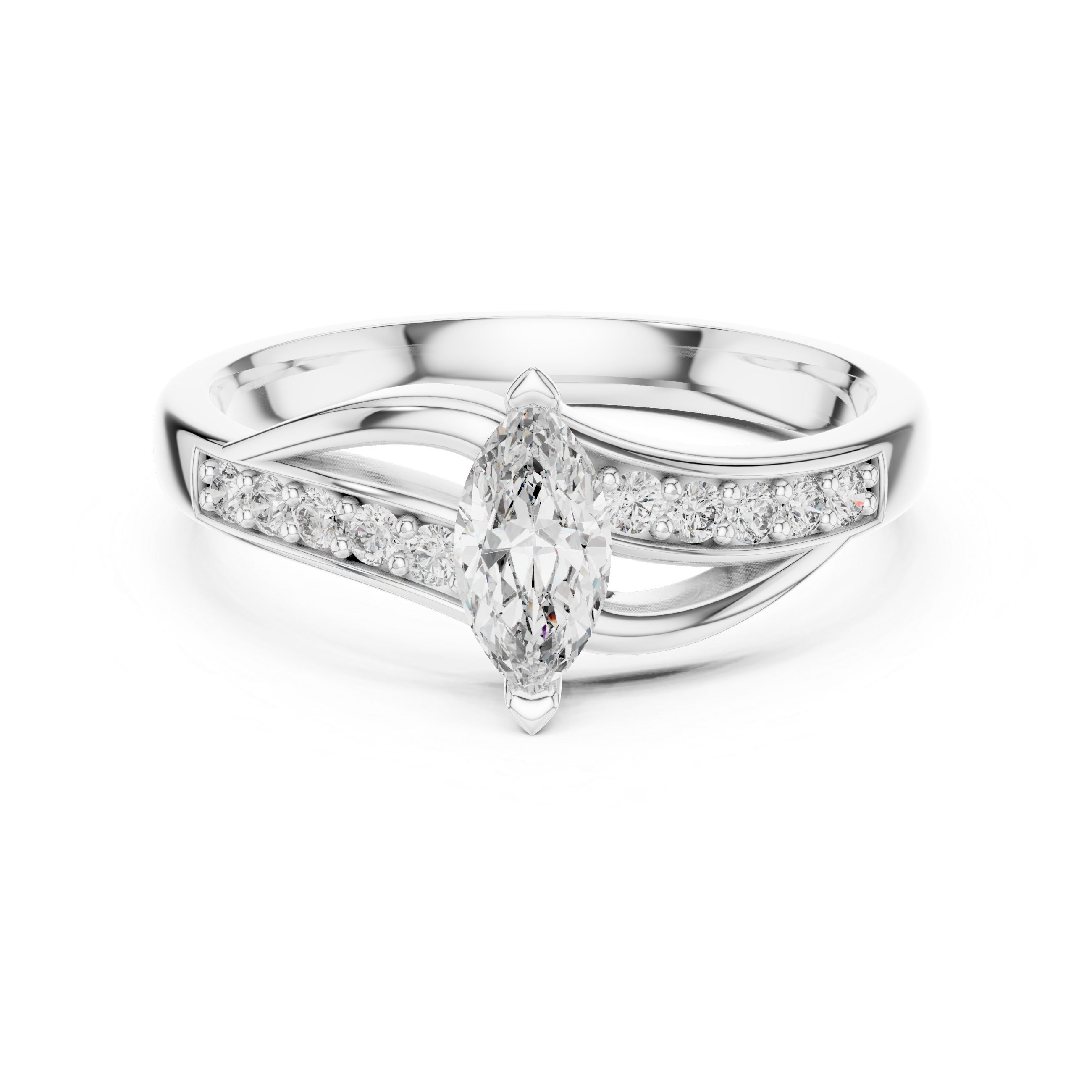 925 Silver Moissanite Bypass Solitaire Ring 14K Gold Plated