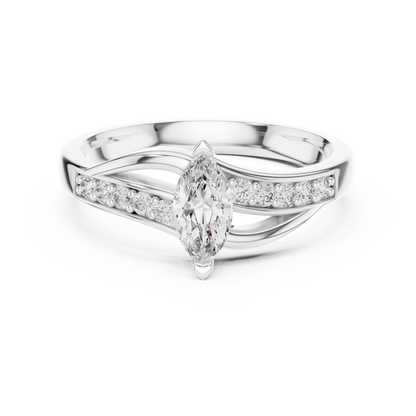 925 Silver Moissanite Bypass Solitaire Ring 14K Gold Plated