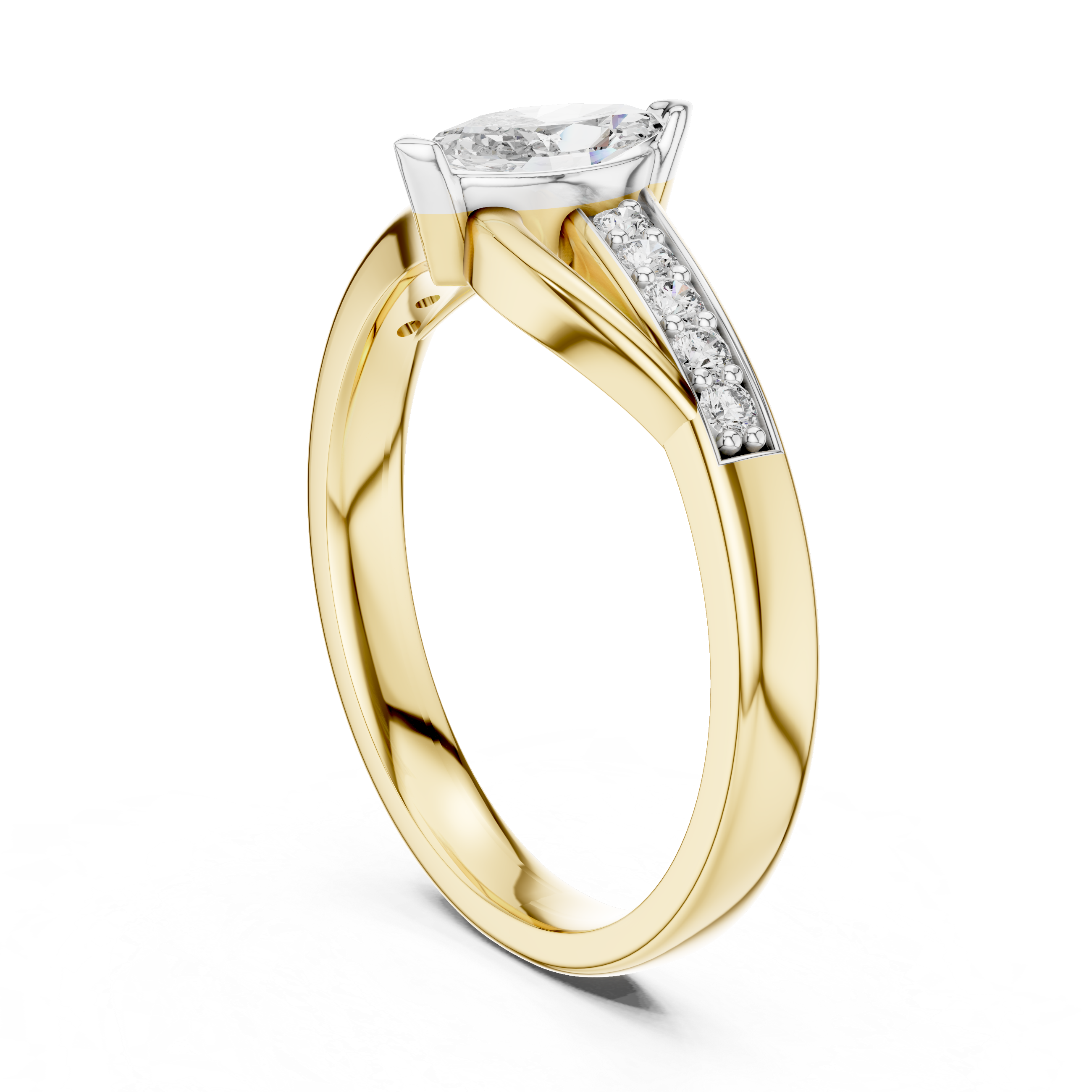 925 Silver Moissanite Bypass Solitaire Ring 14K Gold Plated
