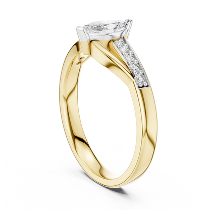 925 Silver Moissanite Bypass Solitaire Ring 14K Gold Plated