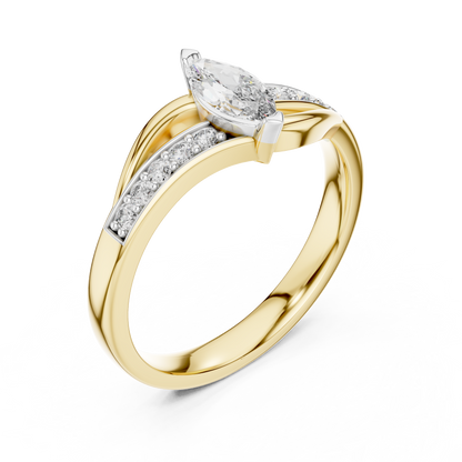 925 Silver Moissanite Bypass Solitaire Ring 14K Gold Plated