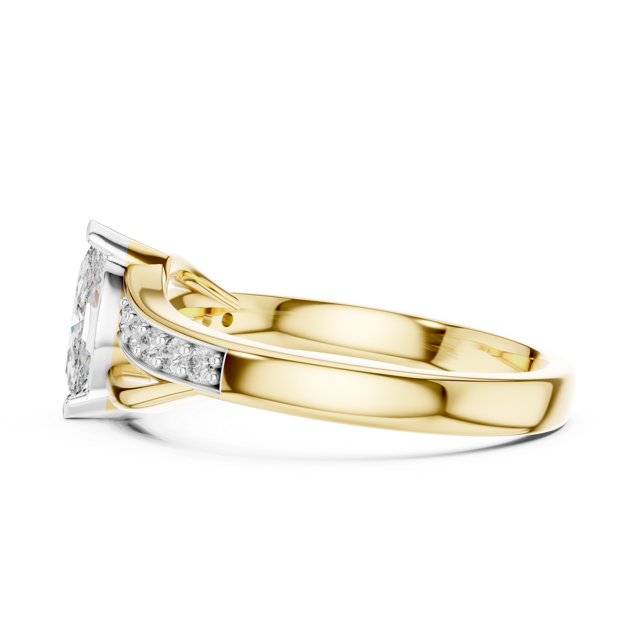 925 Silver Moissanite Bypass Solitaire Ring 14K Gold Plated