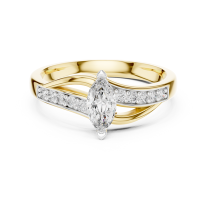 925 Silver Moissanite Bypass Solitaire Ring 14K Gold Plated