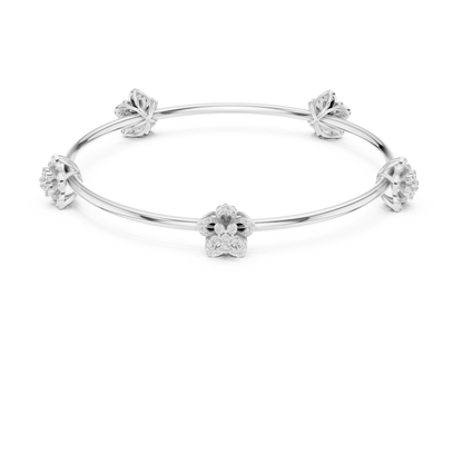925 Silver Moissanite Floral Station Bangle 14k Gold Plated