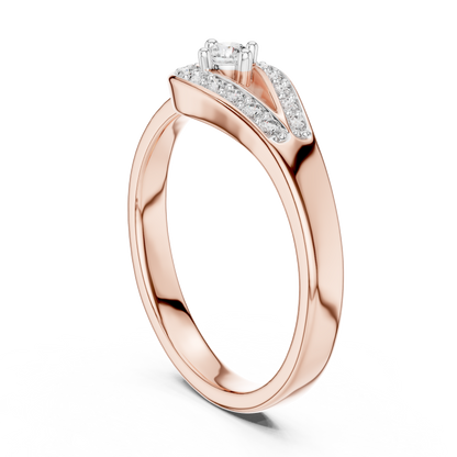 925 Silver Moissanite Teardrop Bypass Halo Ring 14K Gold Plated