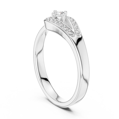 925 Silver Moissanite Teardrop Bypass Halo Ring 14K Gold Plated