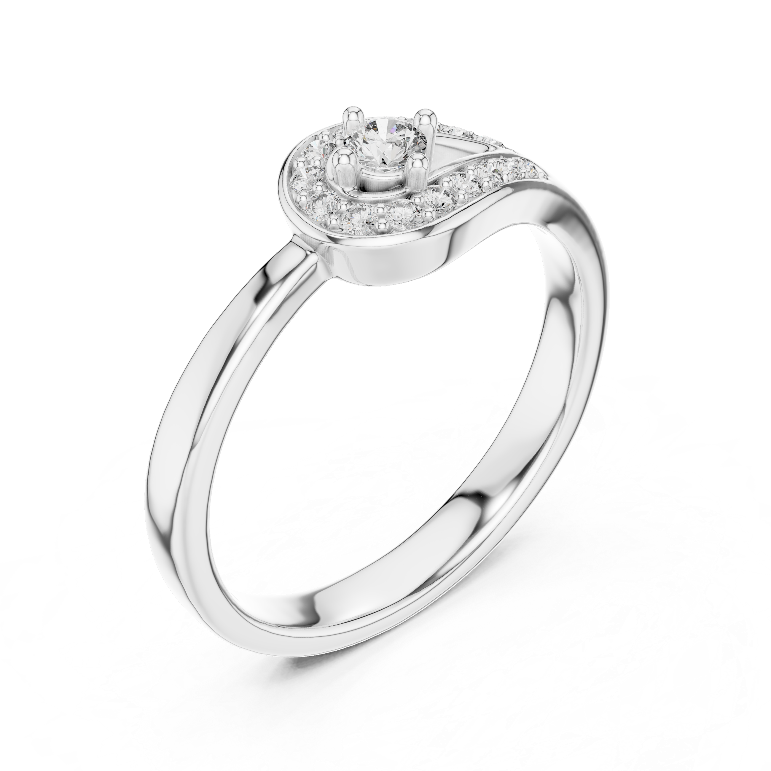 925 Silver Moissanite Teardrop Bypass Halo Ring 14K Gold Plated