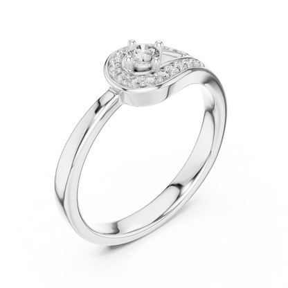 925 Silver Moissanite Teardrop Bypass Halo Ring 14K Gold Plated