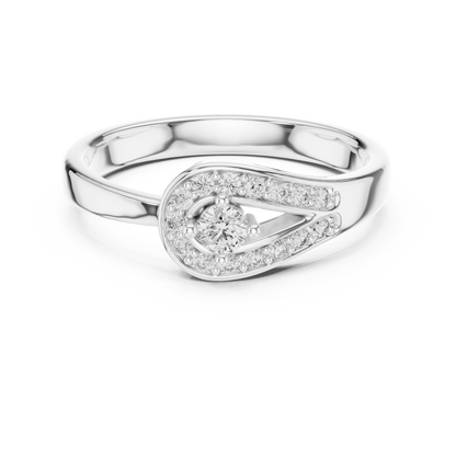 925 Silver Moissanite Teardrop Bypass Halo Ring 14K Gold Plated
