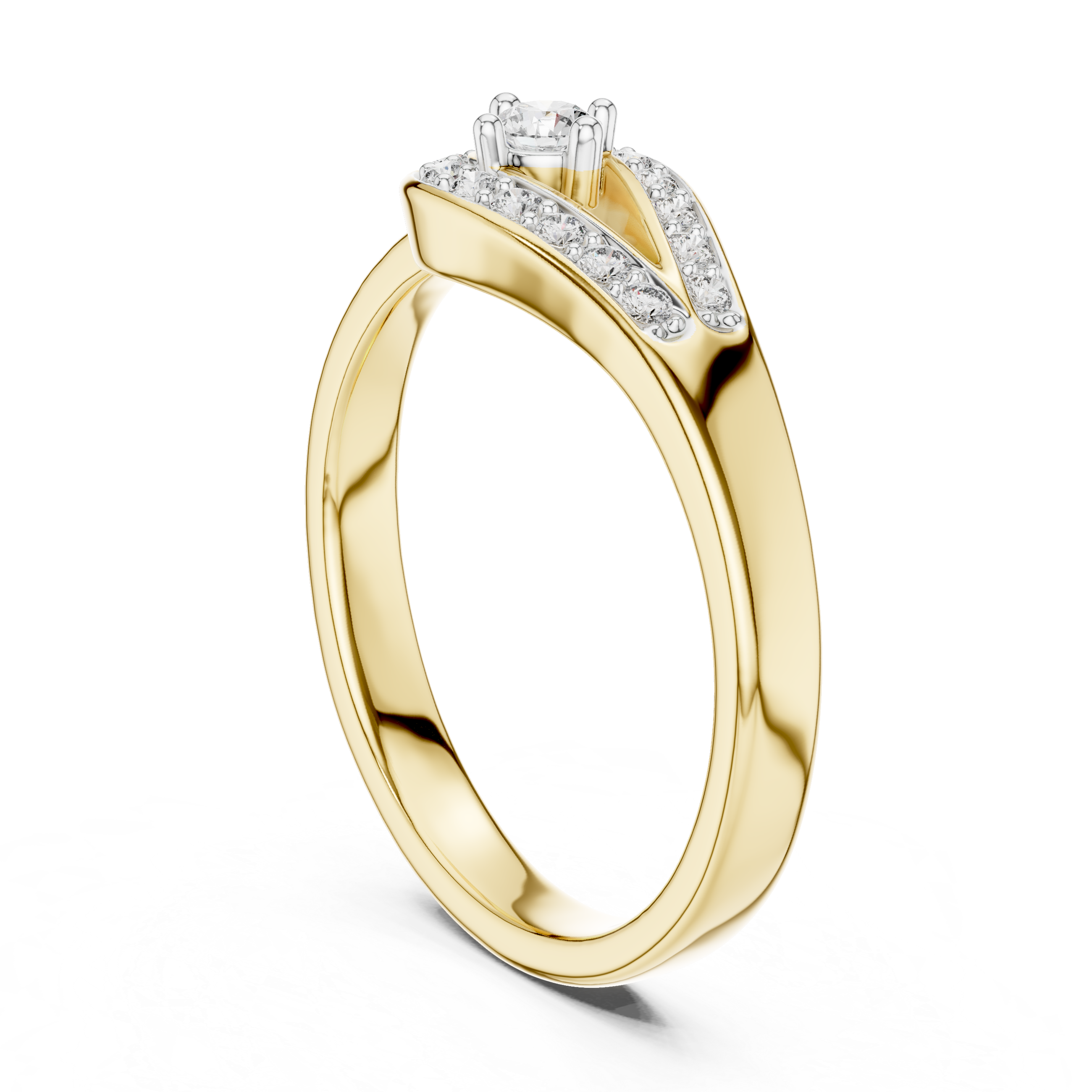 925 Silver Moissanite Teardrop Bypass Halo Ring 14K Gold Plated