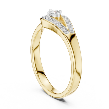 925 Silver Moissanite Teardrop Bypass Halo Ring 14K Gold Plated