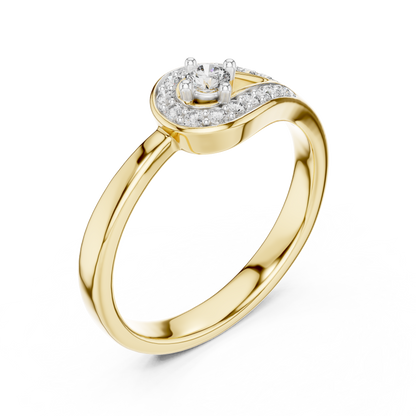 925 Silver Moissanite Teardrop Bypass Halo Ring 14K Gold Plated