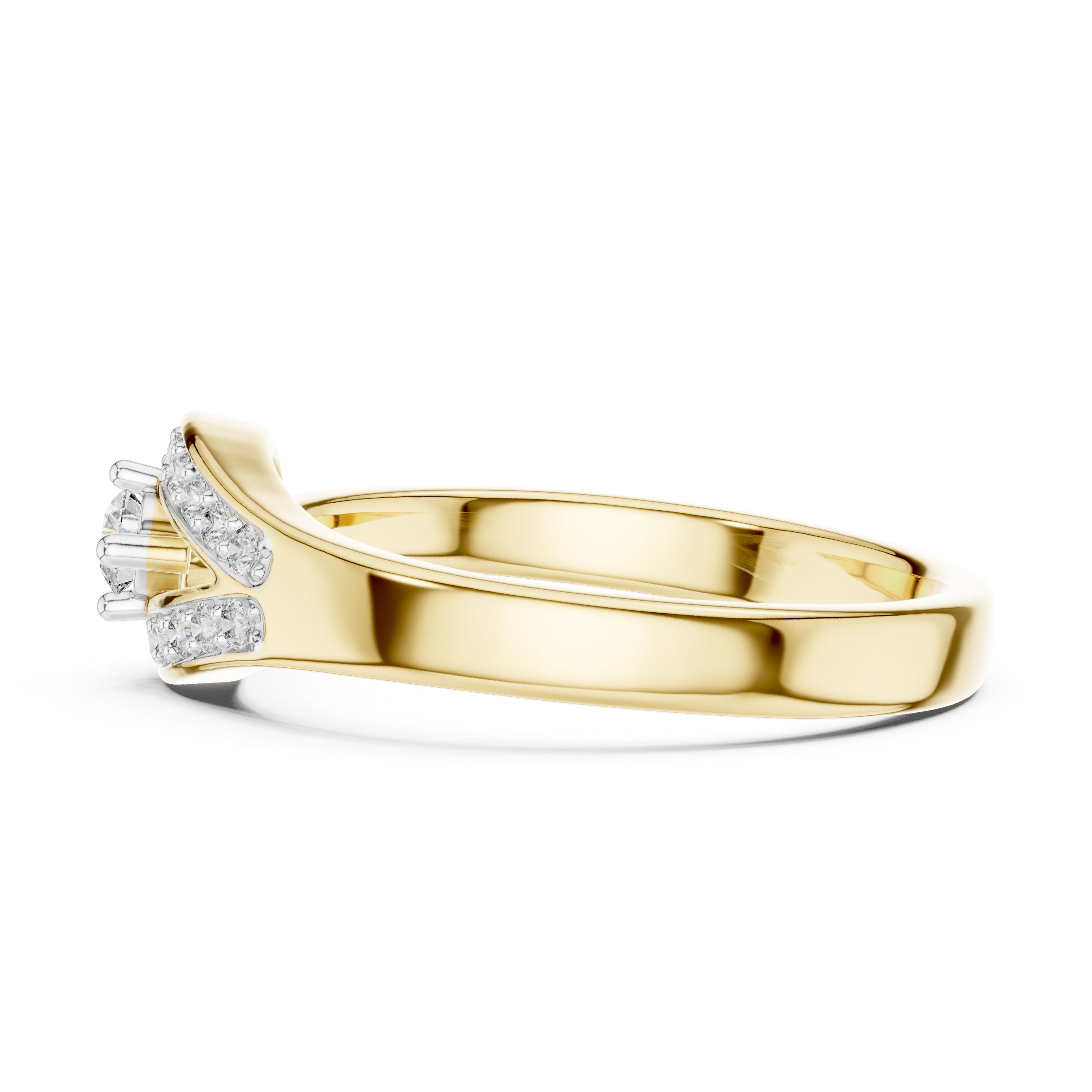 925 Silver Moissanite Teardrop Bypass Halo Ring 14K Gold Plated