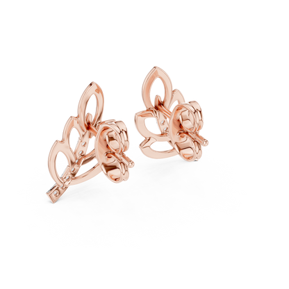 925 Silver Moissanite Nature-Inspired Leaf Stud Earrings – 14K Gold Plated