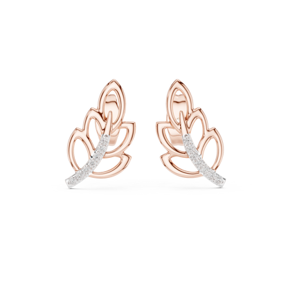 925 Silver Moissanite Nature-Inspired Leaf Stud Earrings – 14K Gold Plated