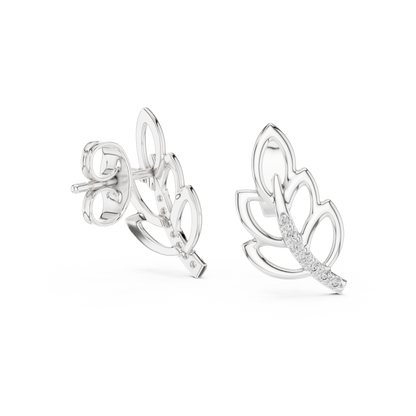 925 Silver Moissanite Nature-Inspired Leaf Stud Earrings – 14K Gold Plated
