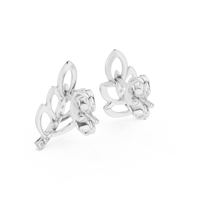 925 Silver Moissanite Nature-Inspired Leaf Stud Earrings – 14K Gold Plated