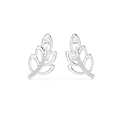 925 Silver Moissanite Nature-Inspired Leaf Stud Earrings – 14K Gold Plated