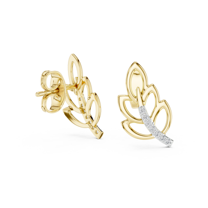 925 Silver Moissanite Nature-Inspired Leaf Stud Earrings – 14K Gold Plated