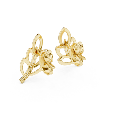 925 Silver Moissanite Nature-Inspired Leaf Stud Earrings – 14K Gold Plated