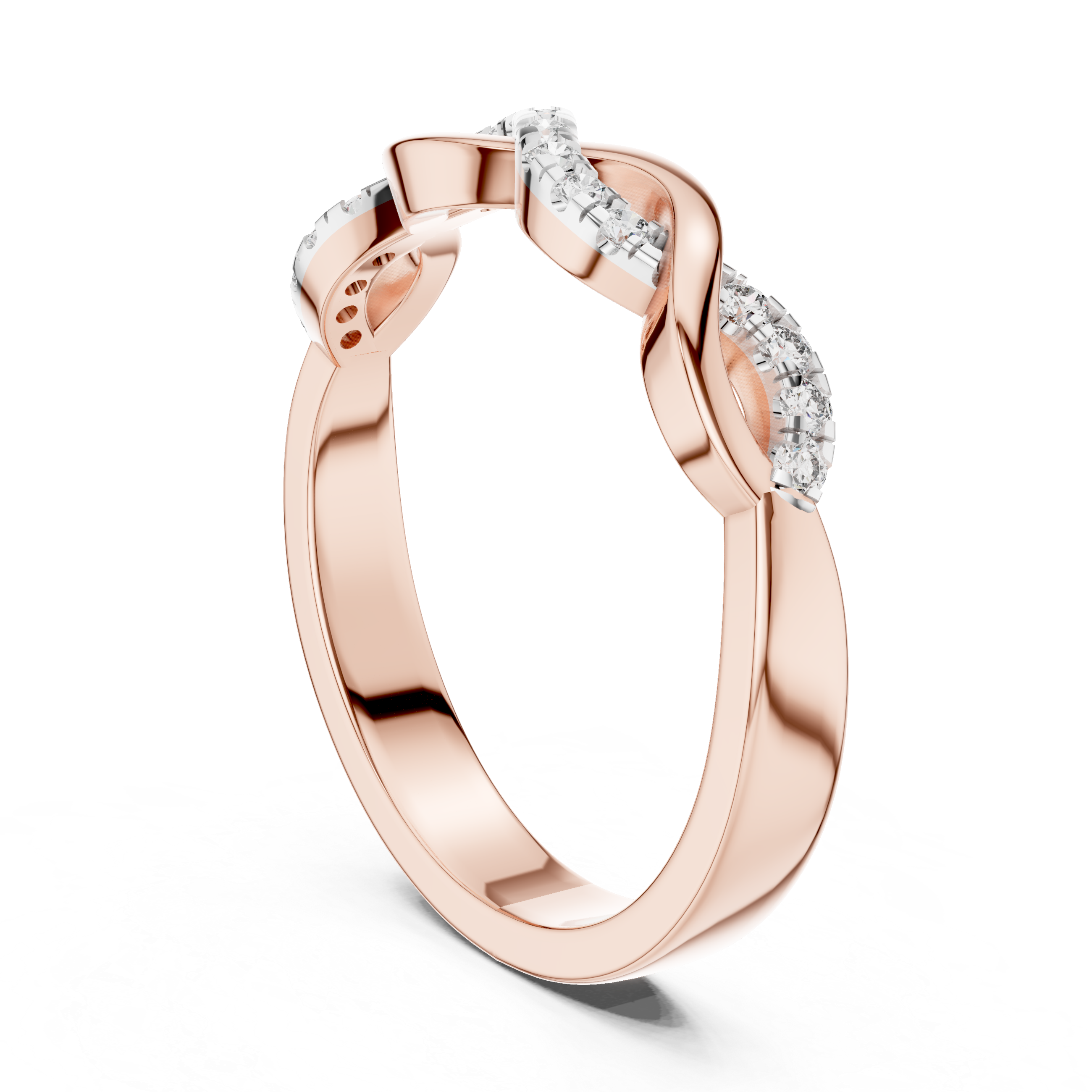 925 Silver Moissanite Infinity Twist Pavé Band 14K Gold Plated