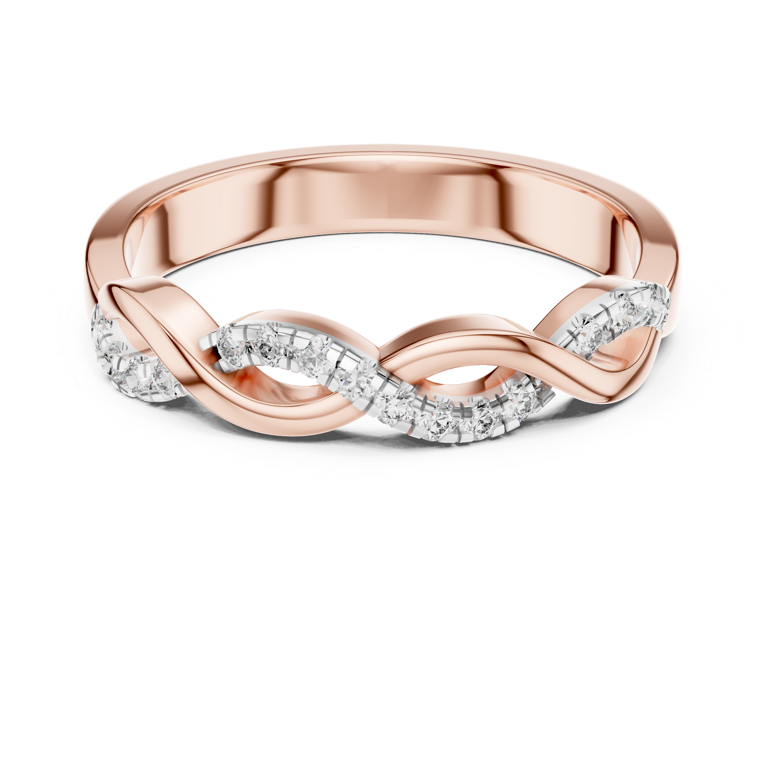 925 Silver Moissanite Infinity Twist Pavé Band 14K Gold Plated