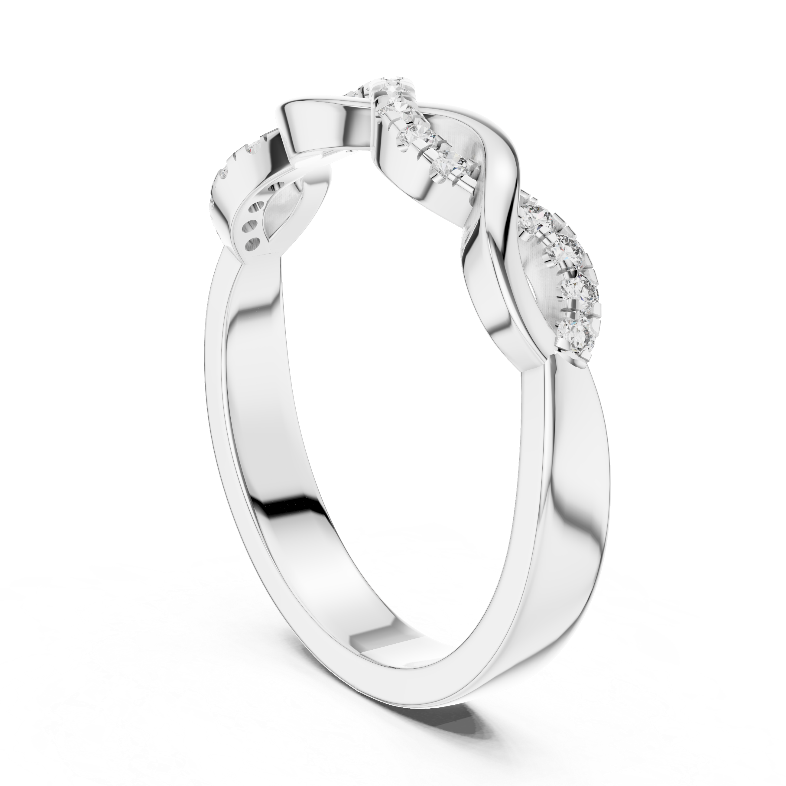 925 Silver Moissanite Infinity Twist Pavé Band 14K Gold Plated