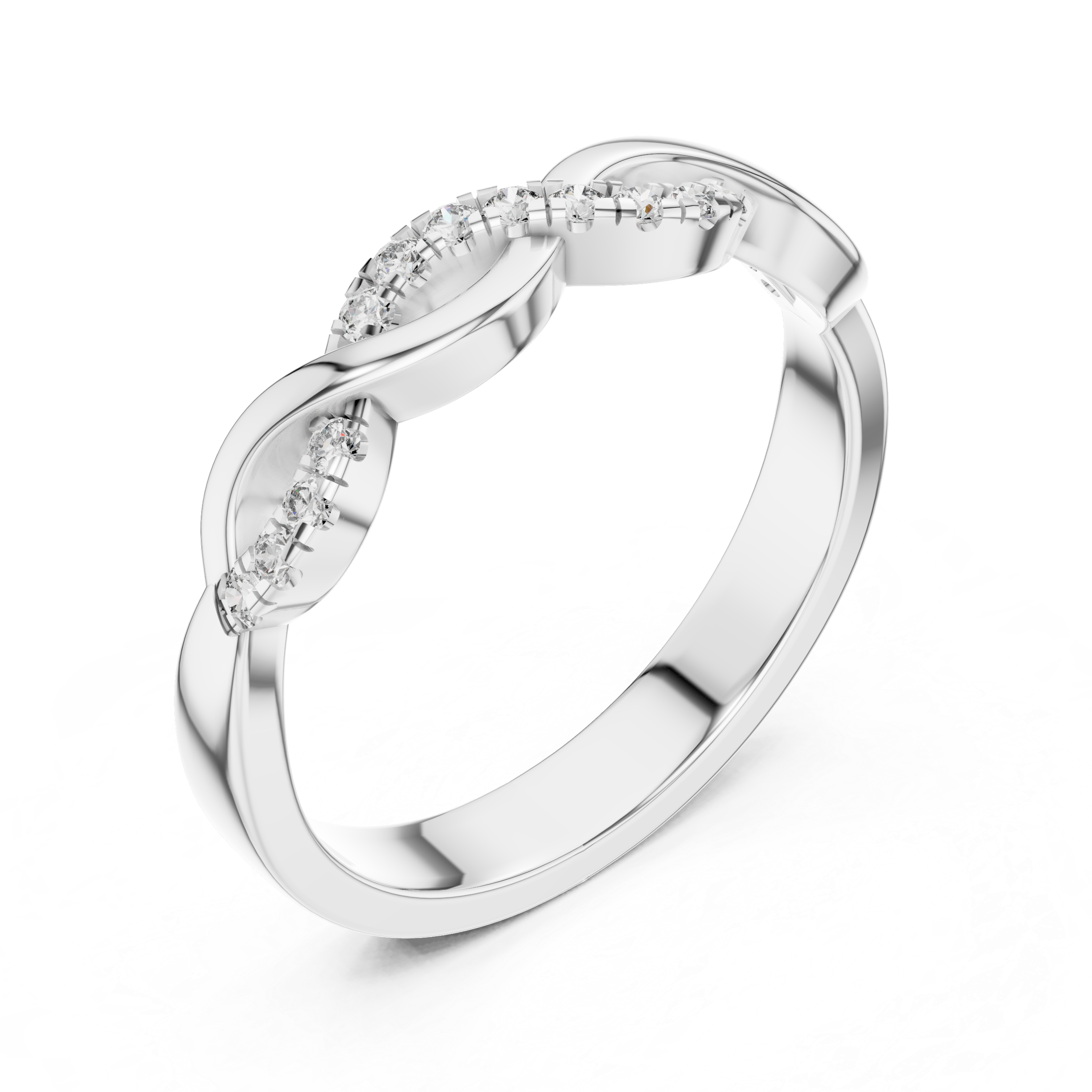925 Silver Moissanite Infinity Twist Pavé Band 14K Gold Plated