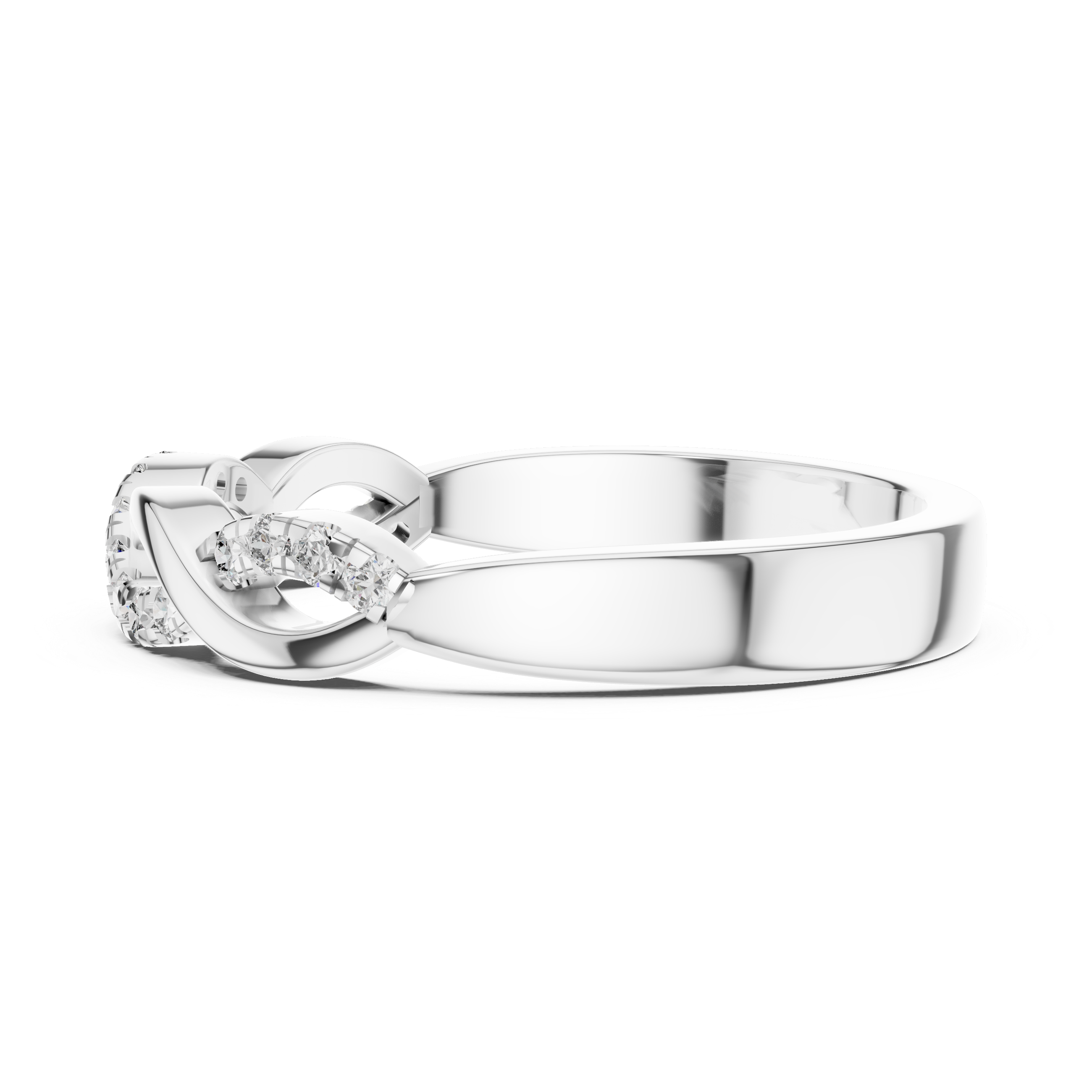 925 Silver Moissanite Infinity Twist Pavé Band 14K Gold Plated